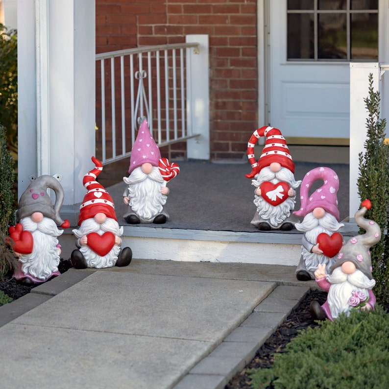 21" Tall Valentine's Day Garden Magnesium Gnomes "The Valentinos" 