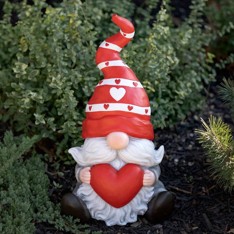 21" Tall Valentine's Day Garden Magnesium Gnomes "The Valentinos" 