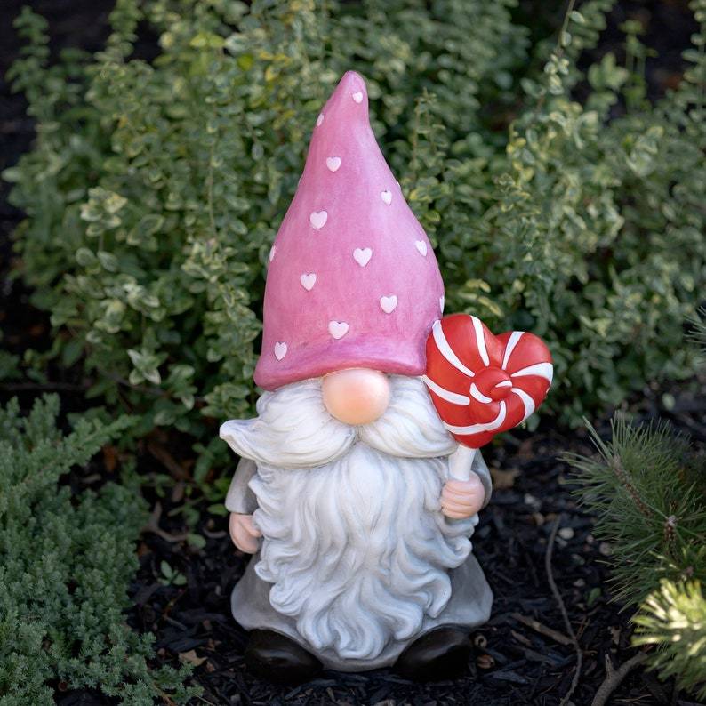 21" Tall Valentine's Day Garden Magnesium Gnomes "The Valentinos" 