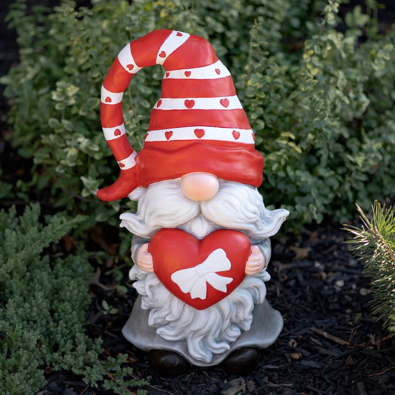 21" Tall Valentine's Day Garden Magnesium Gnomes "The Valentinos" 