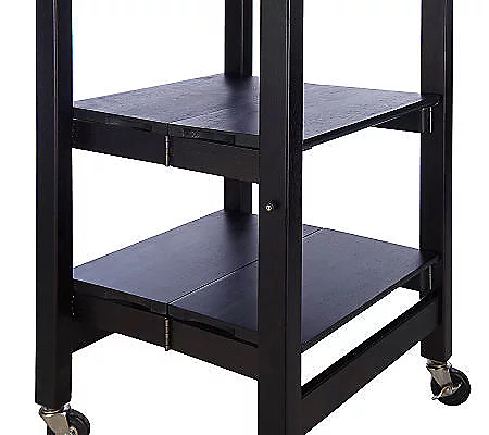 Folding Island Kitchen Cart with Extendable Shelves