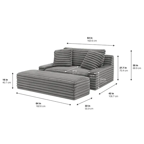 Thomthtasville Wills Fabric Oversize Chair and Storage Ottoman