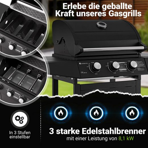 Gasgrill Louisiana 3 Brenner, 8,1 kW, emaillierter Rost, Thermometer, Seitenablagen