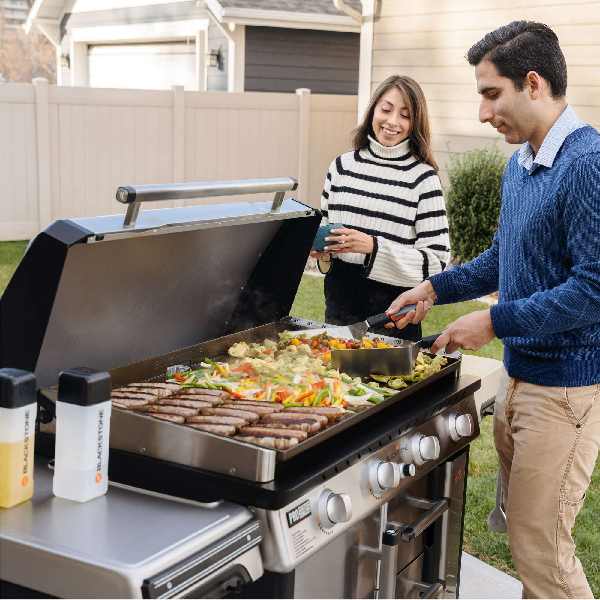 Blackthtstone ProSeries 4-Burner 36" Propane Griddle with Stainless Steel Cabinet and Hood