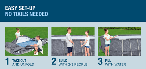 Easy 3-Step Setup: Unfold, build and fill with water