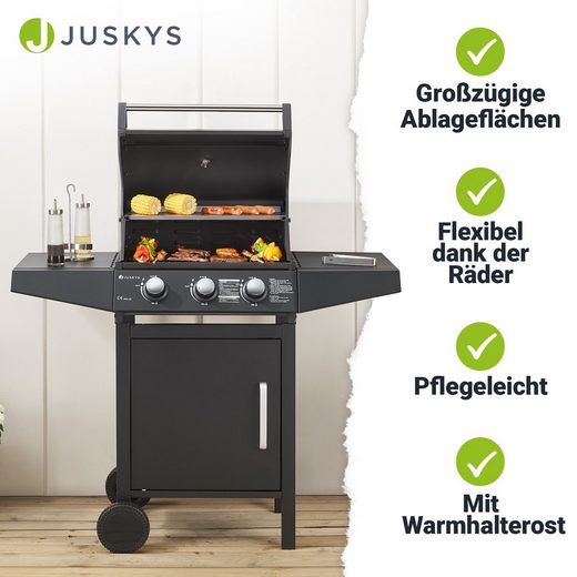 Gasgrill Louisiana 3 Brenner, 8,1 kW, emaillierter Rost, Thermometer, Seitenablagen