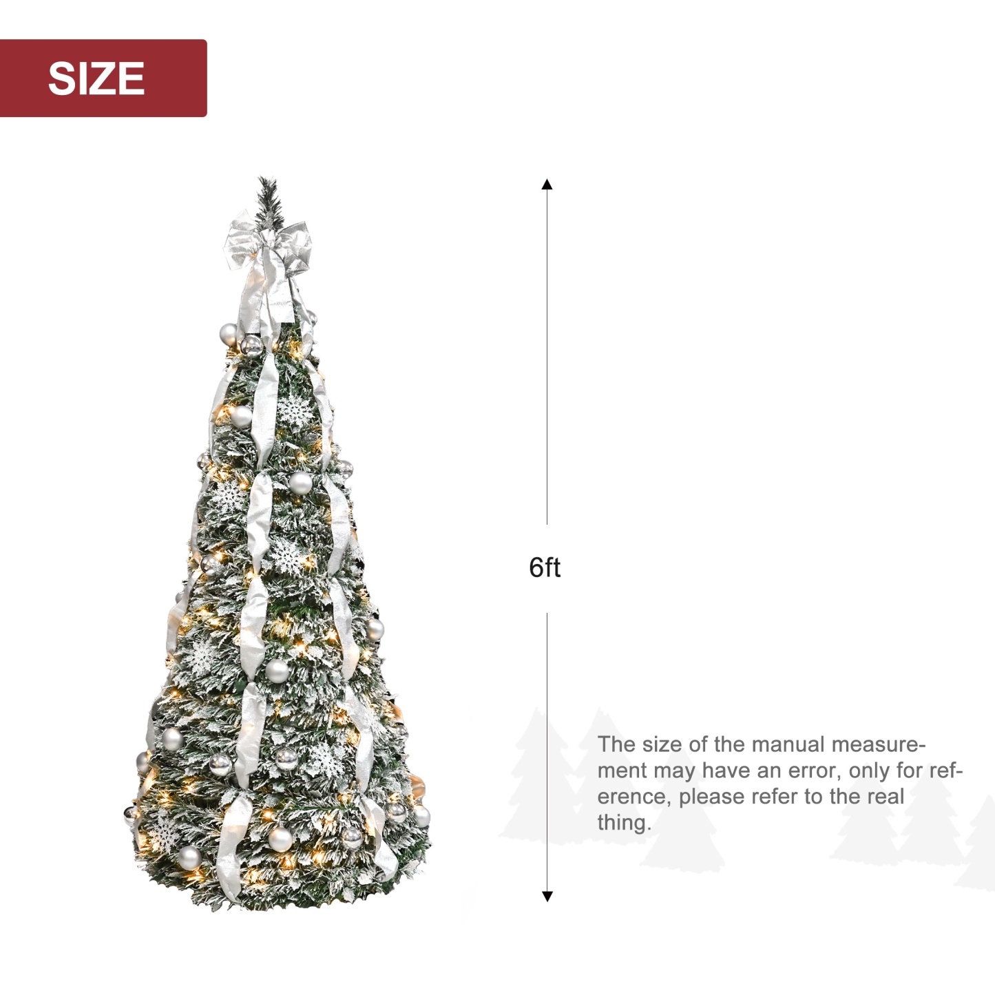 Pop Up 6ft Christmas Trees Pre Decorated, Brinthtgstar Pull Up Xmas Tree Pre Lit 150 Led Lights