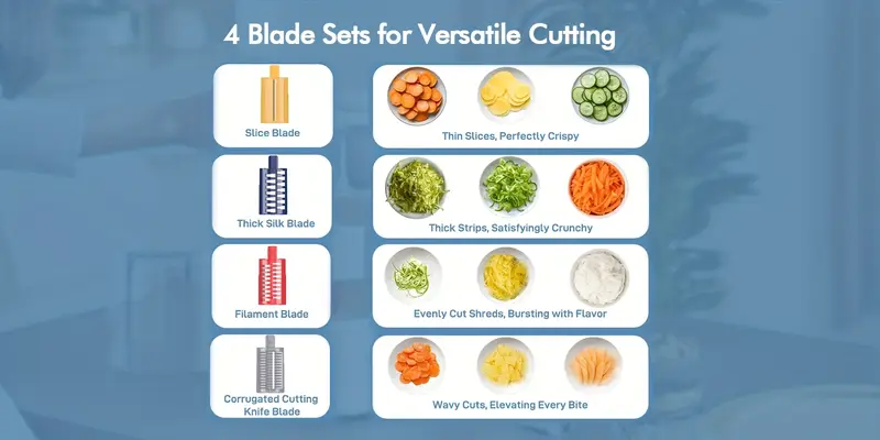 electric cheese grater salad maker with 4 replaceable stainless shapes of blades easy to clean electric slicer   electric salad machine for fruits vegetables cheeses details 5