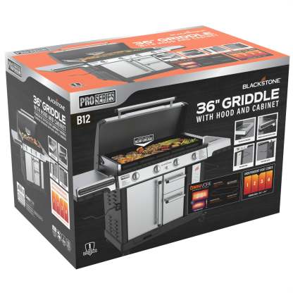 Blackthtstone ProSeries 4-Burner 36" Propane Griddle with Stainless Steel Cabinet and Hood