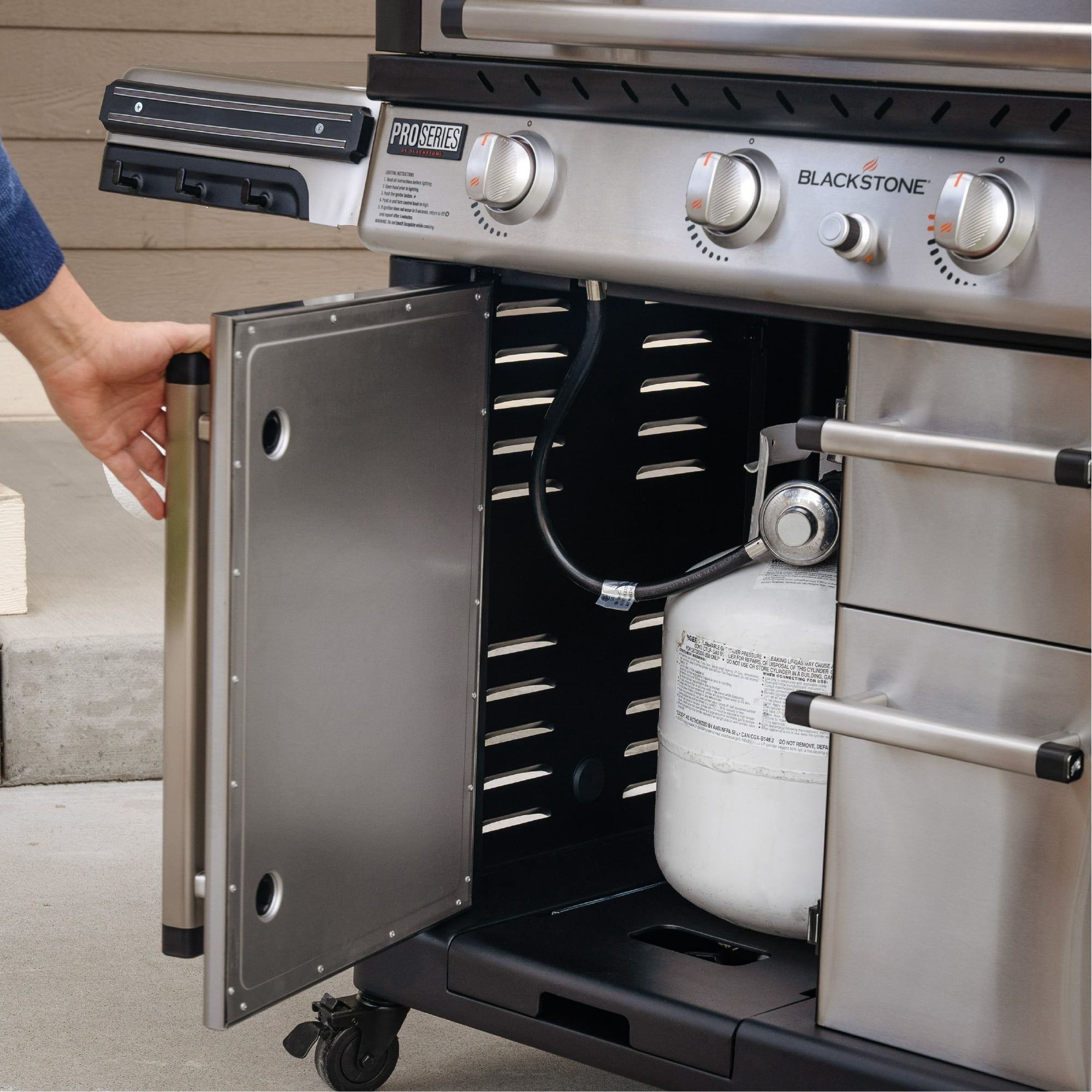 Blackthtstone ProSeries 4-Burner 36" Propane Griddle with Stainless Steel Cabinet and Hood