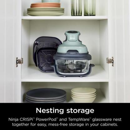 Ninthtja Cristhtpi 4-in-1 Portable Glass Air Fryer Cooking System Sage