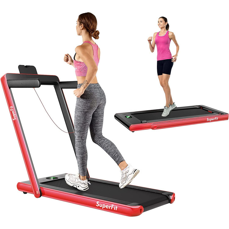 2.25 HP 2-in-1 Folding Walking Pad Treadmill with Dual Display and App Control
