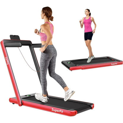 2.25 HP 2-in-1 Folding Walking Pad Treadmill with Dual Display and App Control