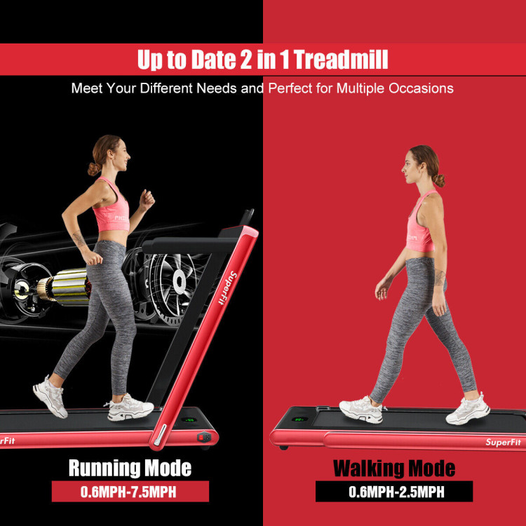 2.25 HP 2-in-1 Folding Walking Pad Treadmill with Dual Display and App Control