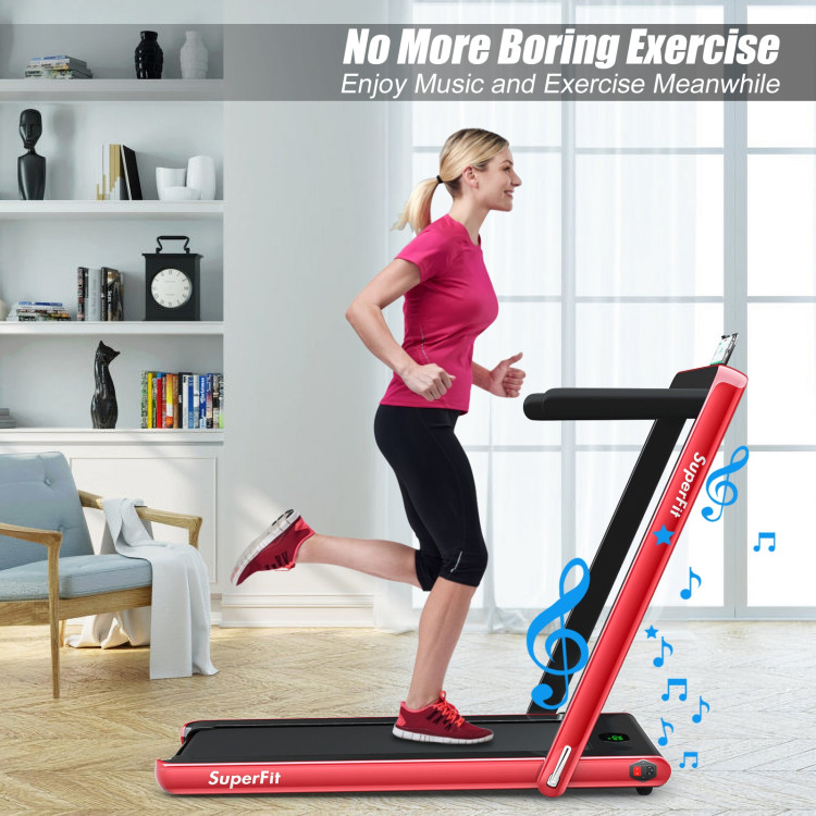 2.25 HP 2-in-1 Folding Walking Pad Treadmill with Dual Display and App Control