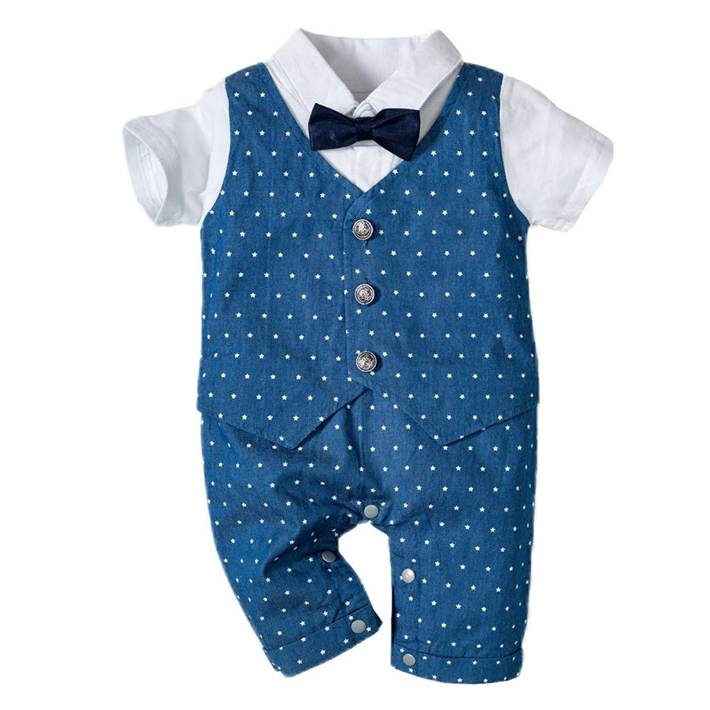 Baby Shirt Set 0-3 Years for Hiking， Blue Short Sleeve Suits