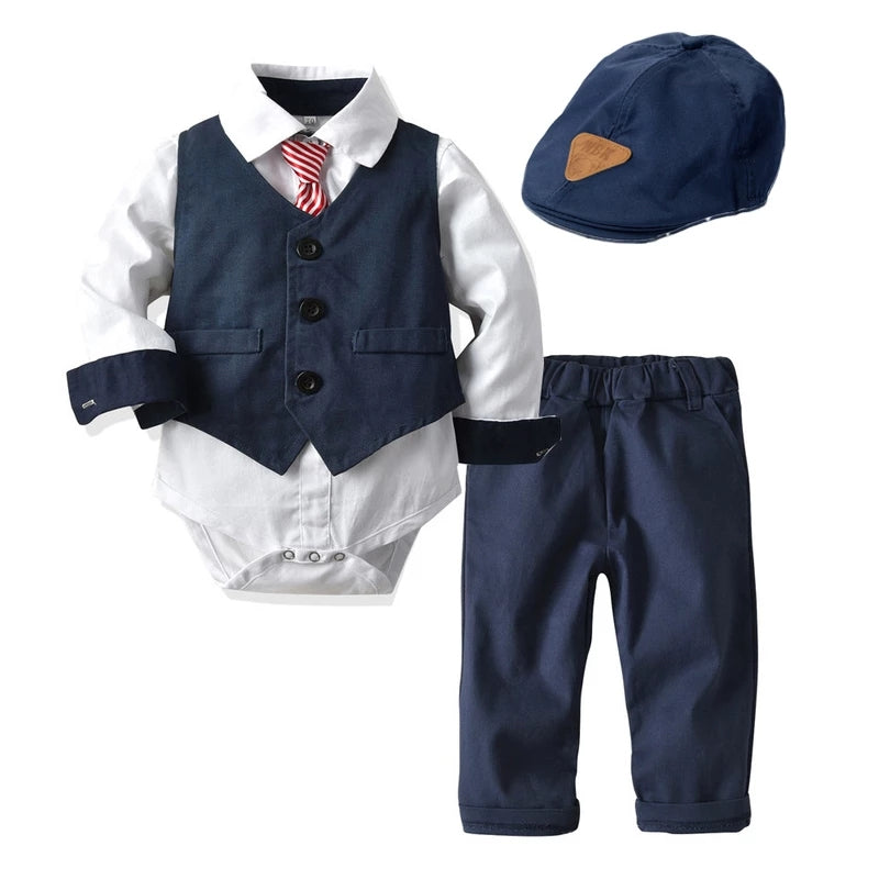 Baby Boy Suits Formal Birthday Party Bow Tie Clothing Outfit 0- 3Years