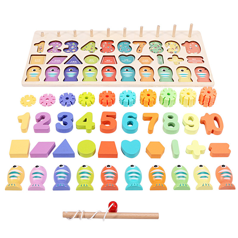 Wooden toys multifunction logarithmic plate