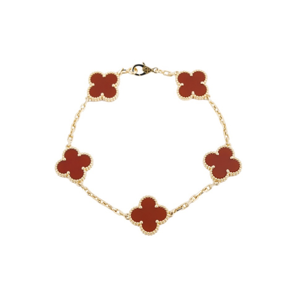 VCA Four-leaf lucky grass bracelet Red Five Flowers