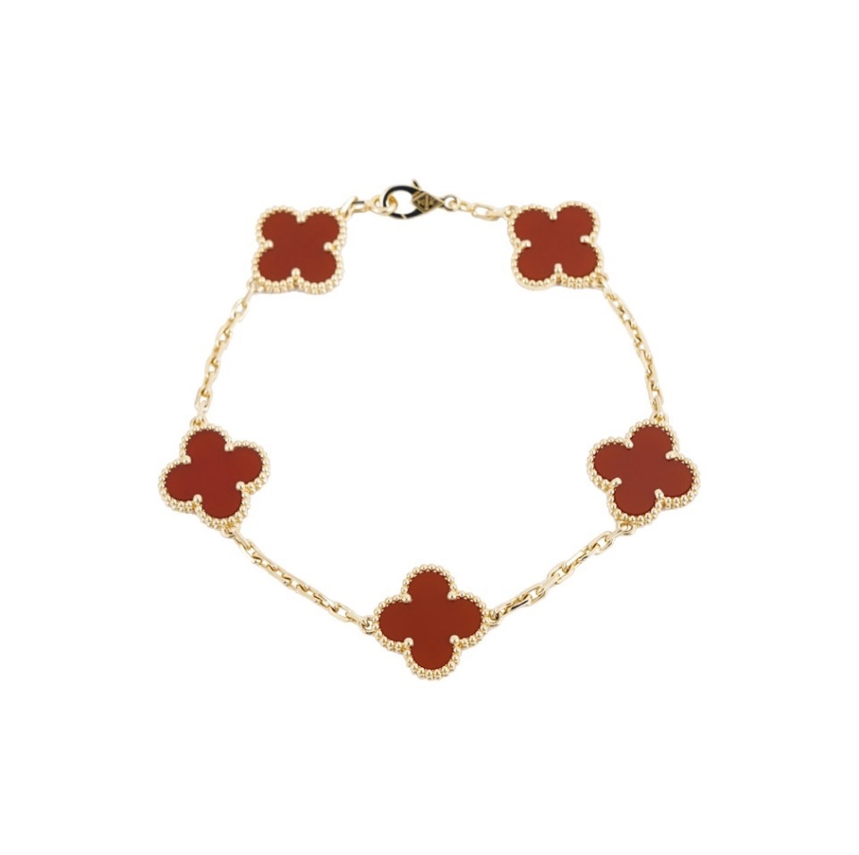 VCA Four-leaf lucky grass bracelet Red Five Flowers