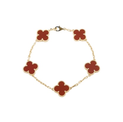 VCA Four-leaf lucky grass bracelet Red Five Flowers