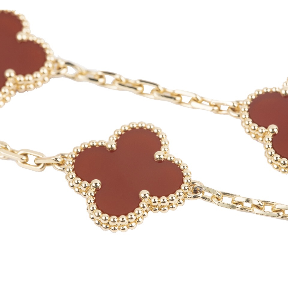 VCA Four-leaf lucky grass bracelet Red Five Flowers
