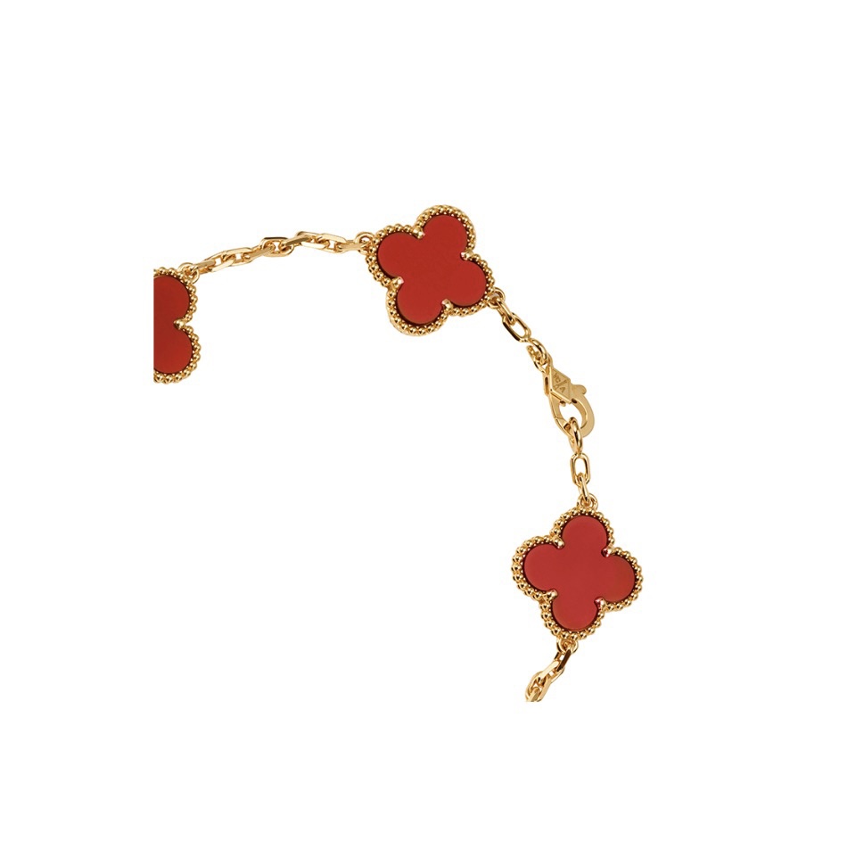 VCA Four-leaf lucky grass bracelet Red Five Flowers