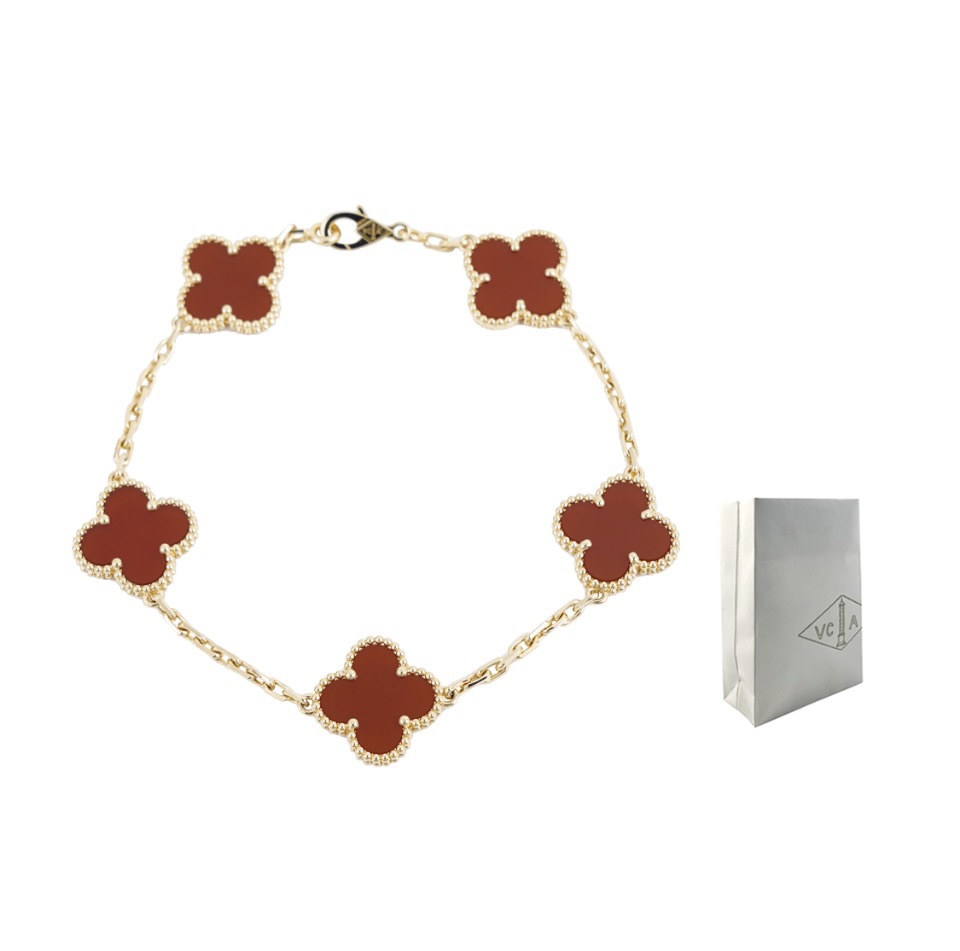 VCA Four-leaf lucky grass bracelet Red Five Flowers