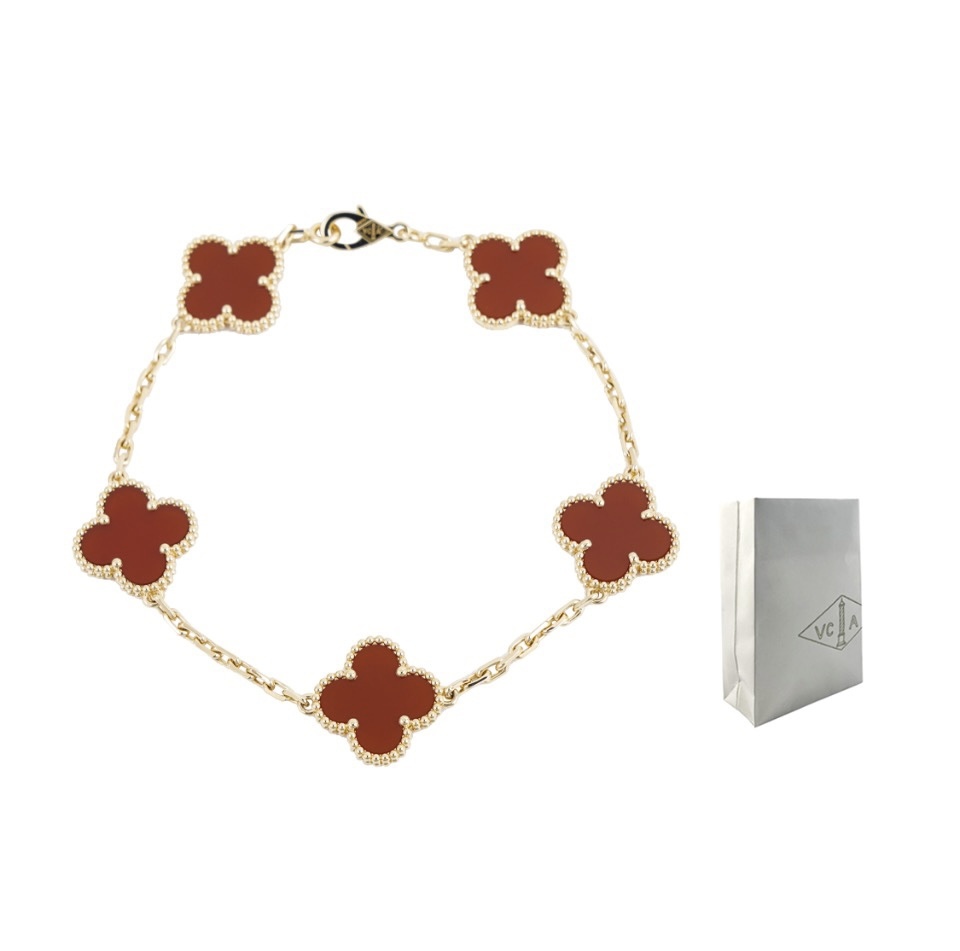 VCA Four-leaf lucky grass bracelet Red Five Flowers