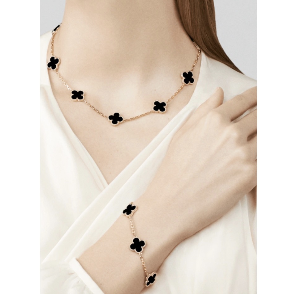 VCA Four-leaf lucky grass bracelet BLACK Five Flowers