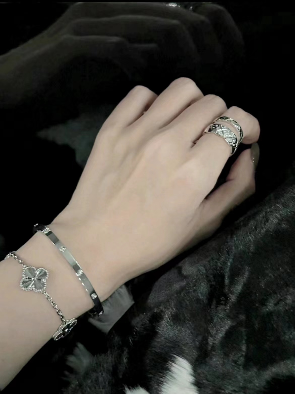 VCA Silver Laser Clover Bracelet Silver Five Flower