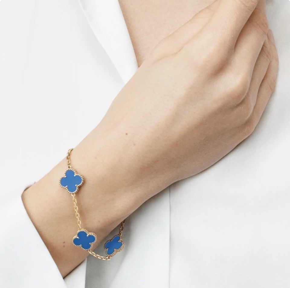 VCA Blue Turquoise Clover Bracelet Blue Five Flower