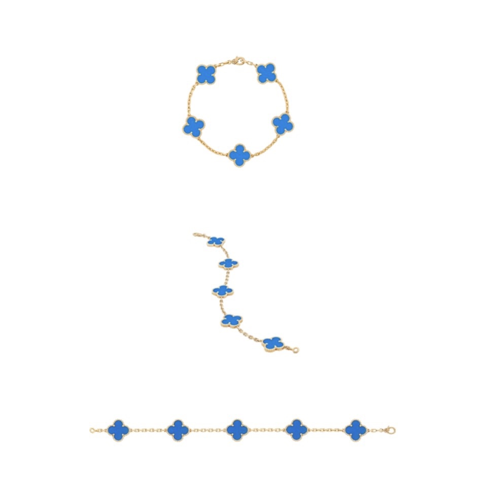 VCA Blue Turquoise Clover Bracelet Blue Five Flower