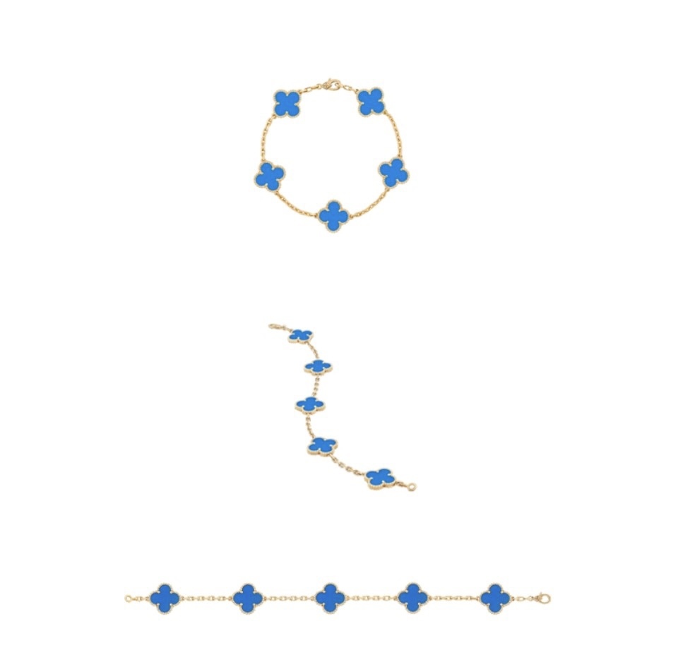 VCA Blue Turquoise Clover Bracelet Blue Five Flower