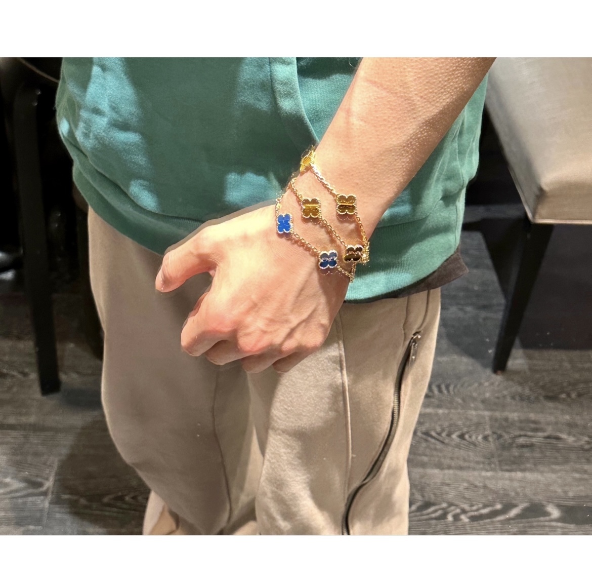 VCA Blue Turquoise Clover Bracelet Blue Five Flower