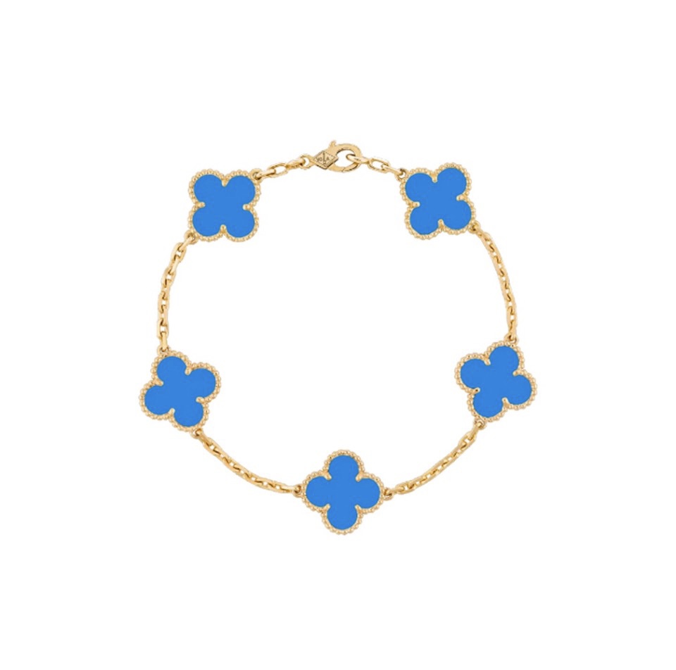 VCA Blue Turquoise Clover Bracelet Blue Five Flower