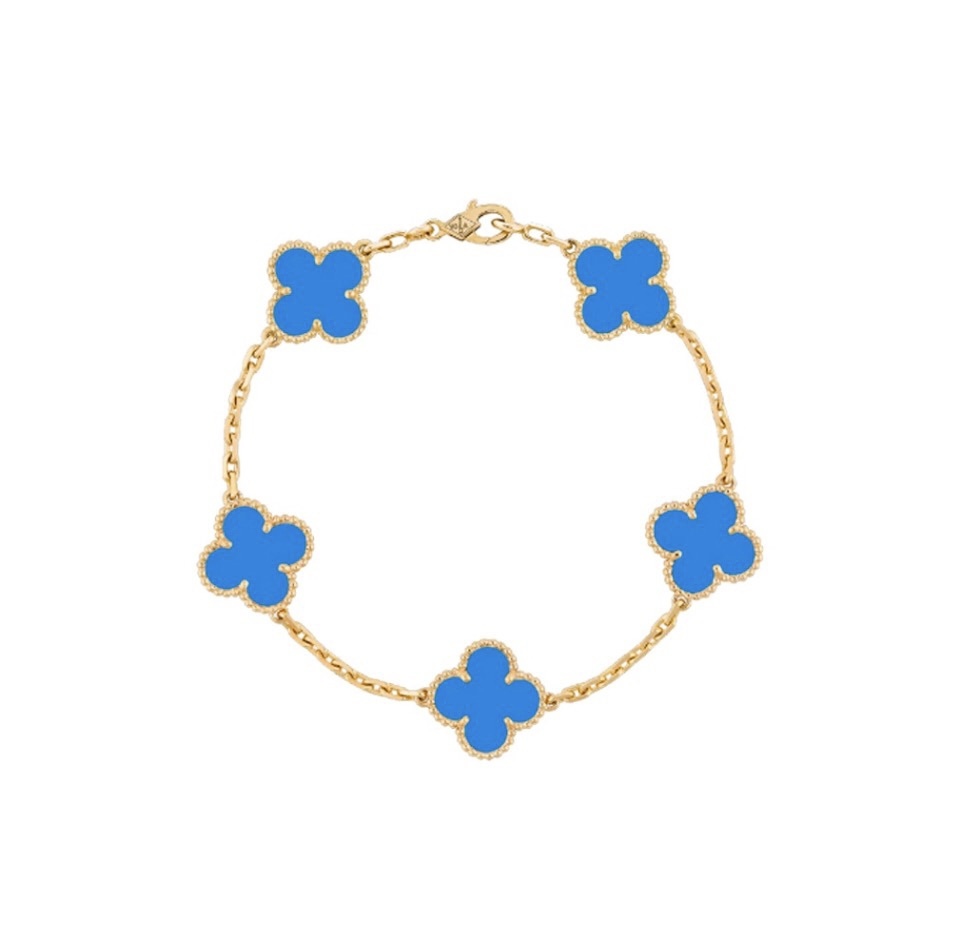 VCA Blue Turquoise Clover Bracelet Blue Five Flower