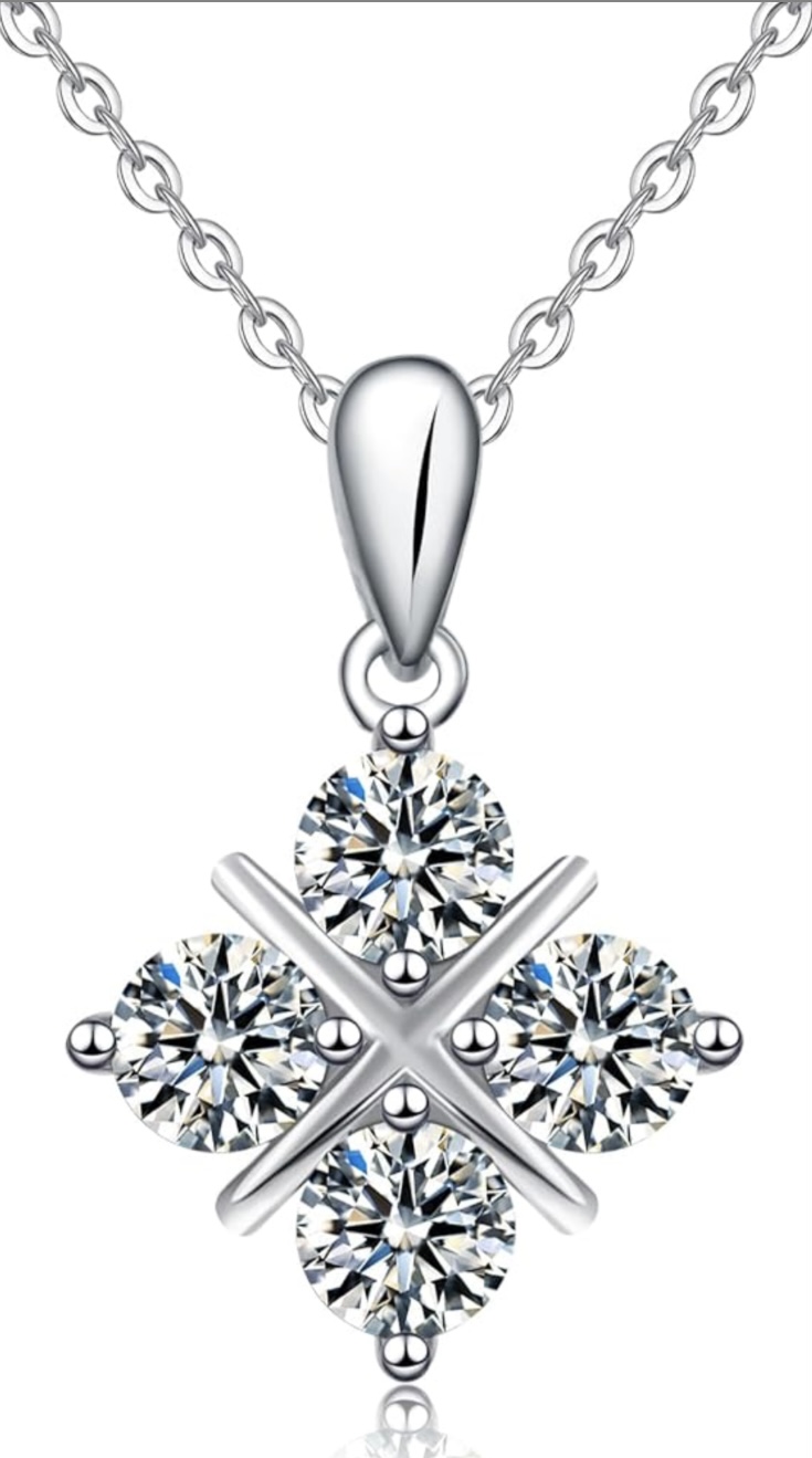 0.5 Carat-2 Carat Center Moissanite Pendant Necklaces for Women in 925 Sterling Silver, 1 Carat Center Moissanite Pendant Necklaces