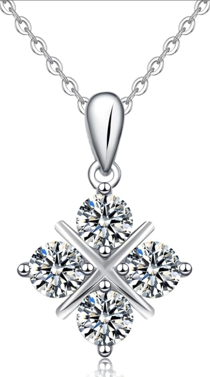 0.5 Carat-2 Carat Center Moissanite Pendant Necklaces for Women in 925 Sterling Silver, 1 Carat Center Moissanite Pendant Necklaces