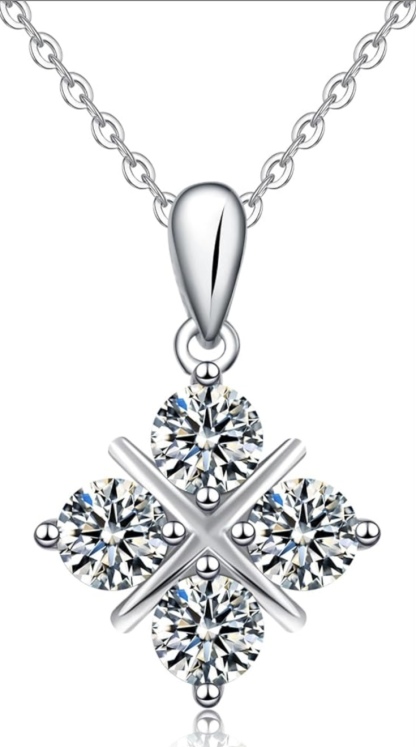 0.5 Carat-2 Carat Center Moissanite Pendant Necklaces for Women in 925 Sterling Silver, 1 Carat Center Moissanite Pendant Necklaces