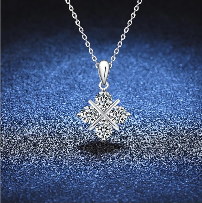 0.5 Carat-2 Carat Center Moissanite Pendant Necklaces for Women in 925 Sterling Silver, 1 Carat Center Moissanite Pendant Necklaces