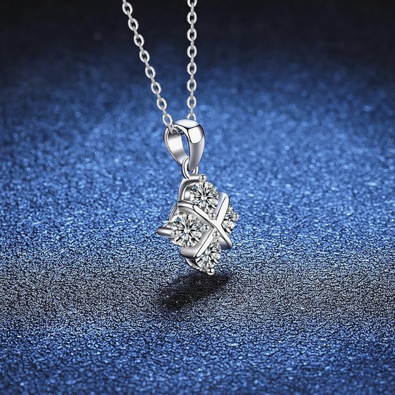 0.5 Carat-2 Carat Center Moissanite Pendant Necklaces for Women in 925 Sterling Silver, 1 Carat Center Moissanite Pendant Necklaces