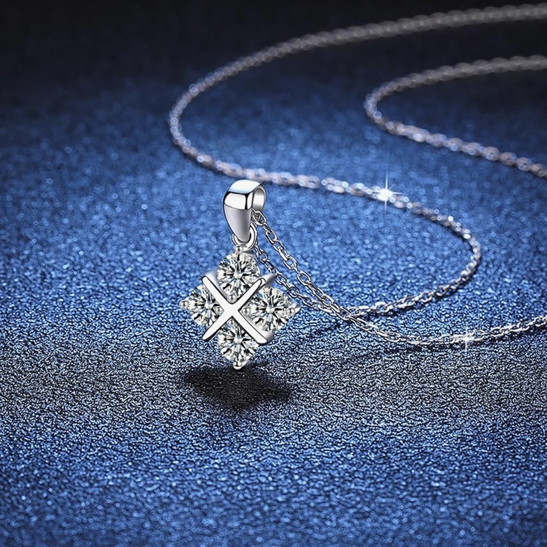 0.5 Carat-2 Carat Center Moissanite Pendant Necklaces for Women in 925 Sterling Silver, 1 Carat Center Moissanite Pendant Necklaces