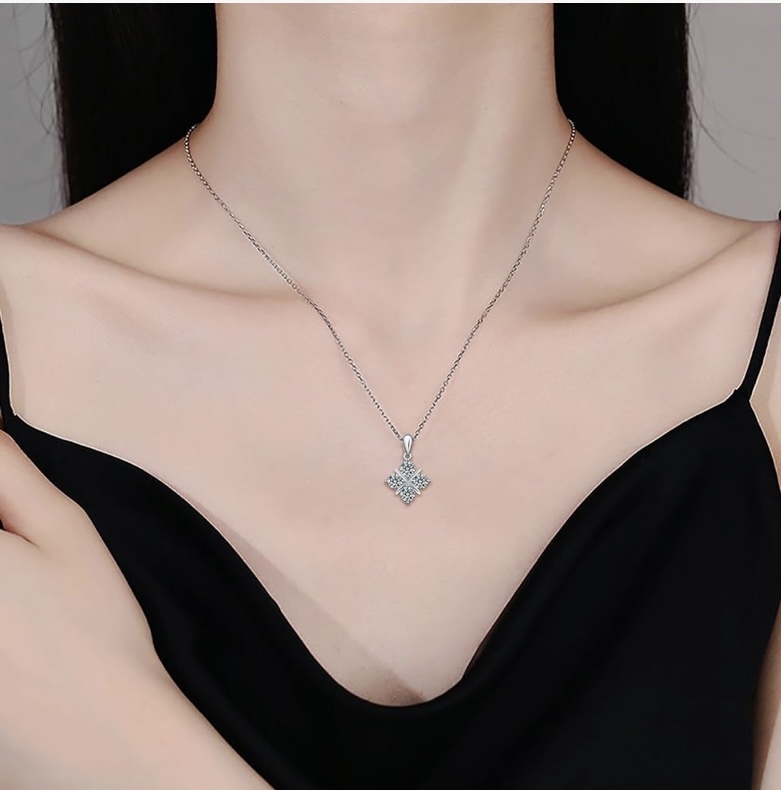 0.5 Carat-2 Carat Center Moissanite Pendant Necklaces for Women in 925 Sterling Silver, 1 Carat Center Moissanite Pendant Necklaces