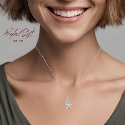 DROP TEAR moisanite Necklace with Brilliance in Motion, Necklace for Women, Tear Drop Pendant and Chain S925 Sterling Silver Plated with 5X Platinum, 1.0 CT Lab-Created Diamond D Color, VVS1 Clarity, Simulated Diamond, Jewelry Gifts for Wife, Graduation, 