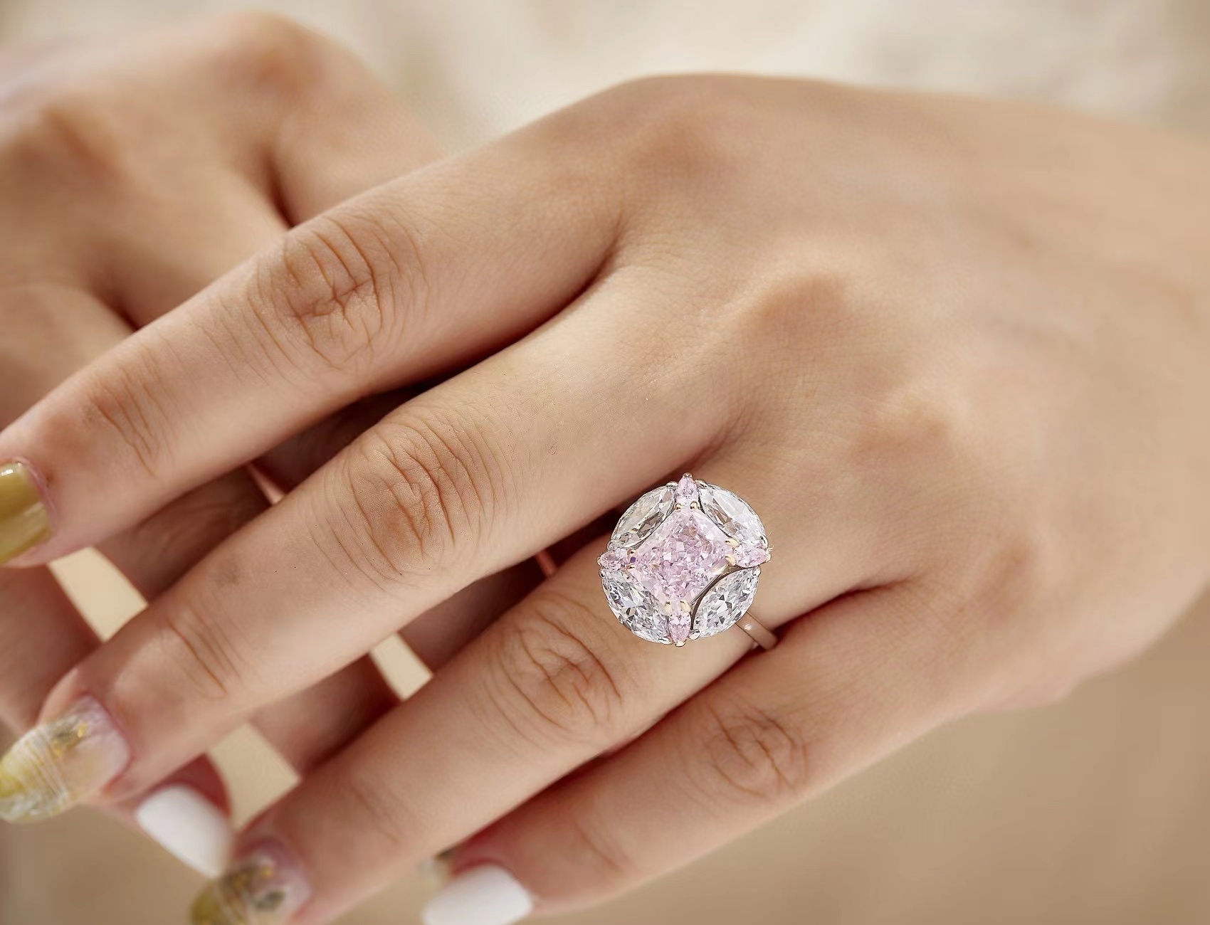 Pink Diamond Rock Sugar Ring