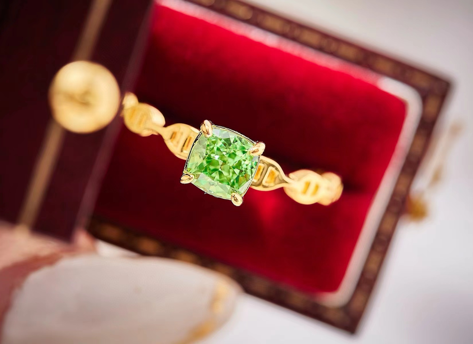 Radian emerald square diamond ring