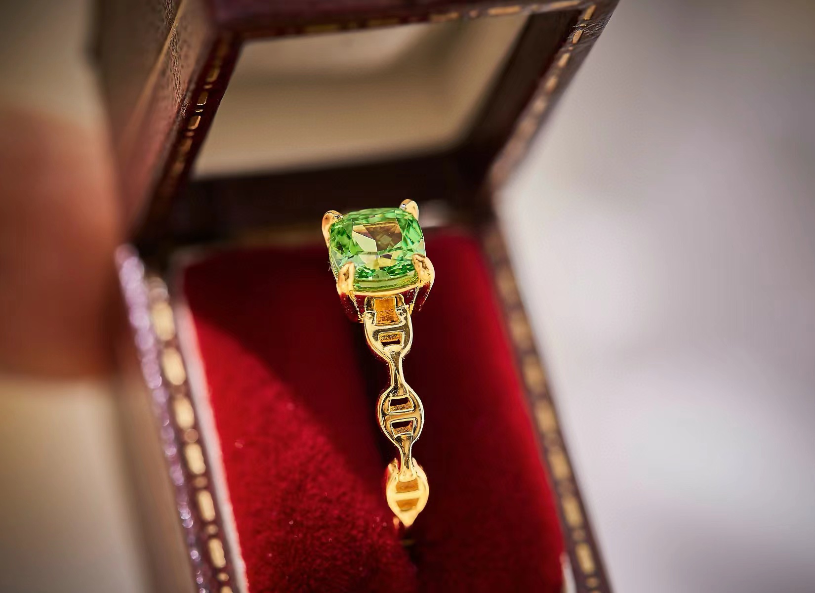 Radian emerald square diamond ring