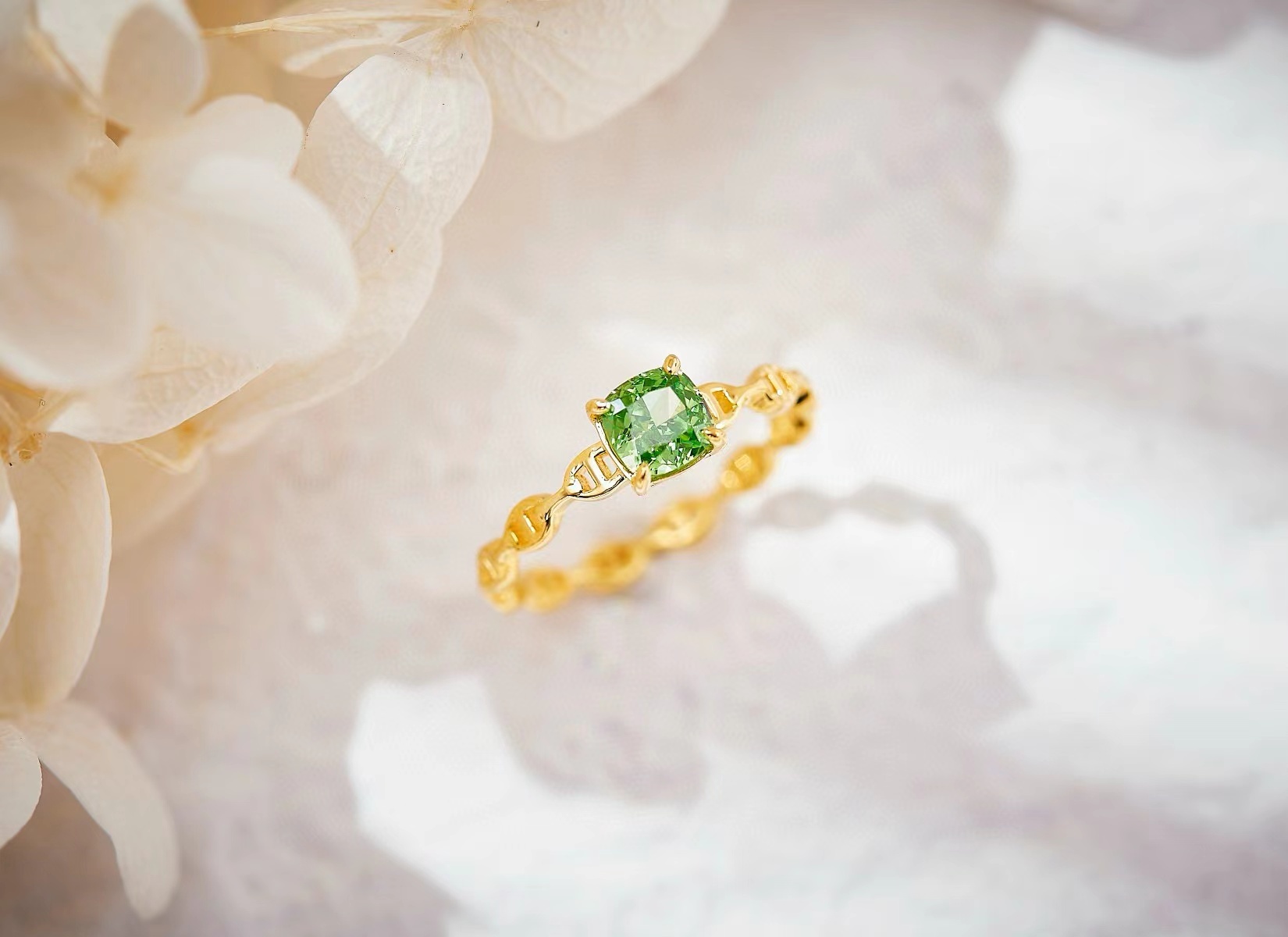 Radian emerald square diamond ring