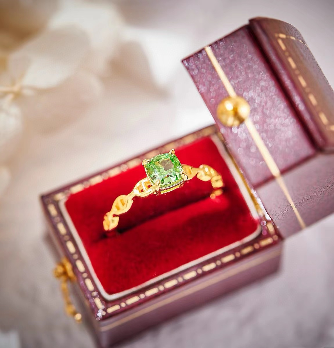 Radian emerald square diamond ring